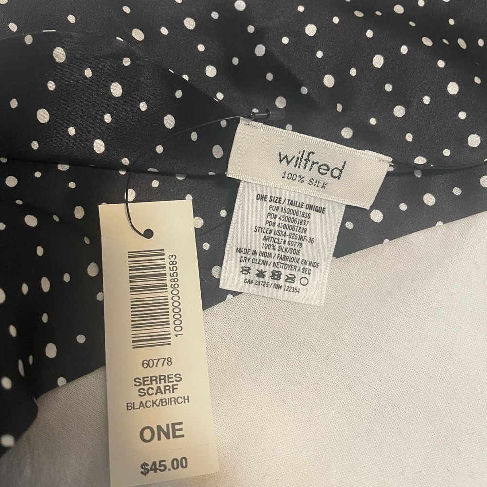 Wilfred Black Tie Silk Scarf with White Dots